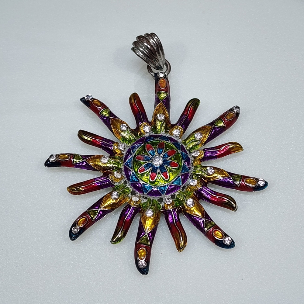 Vintage Multicolor 3 inch Large Sun Ray Pendant